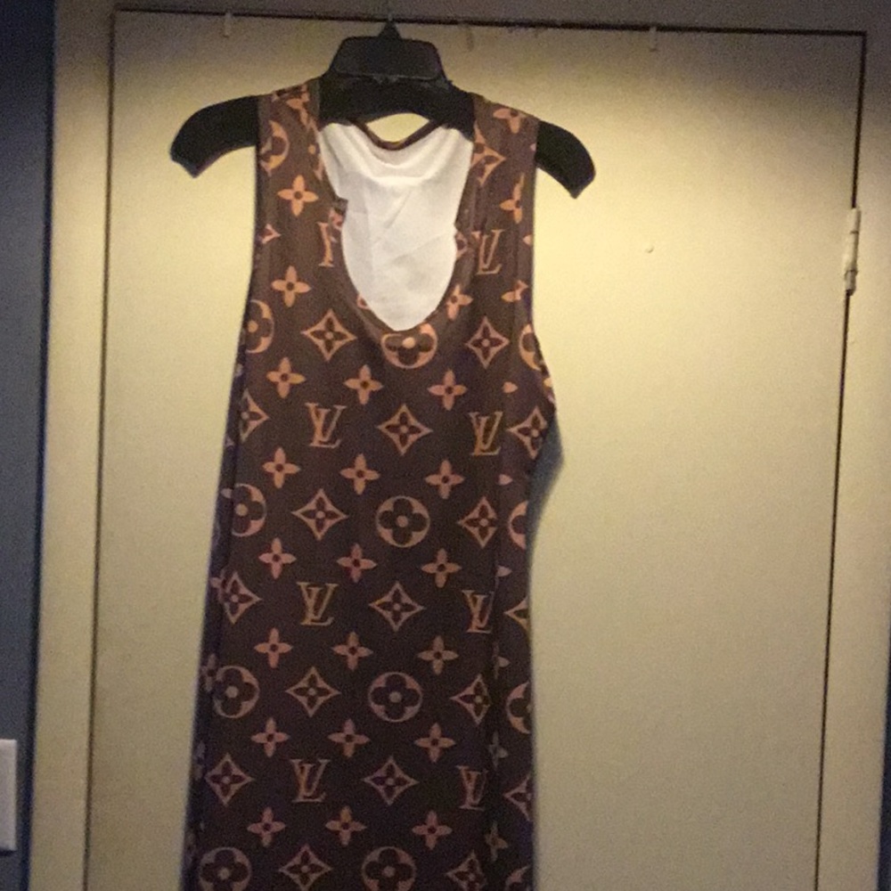 LV brown tank dress long maxi XL